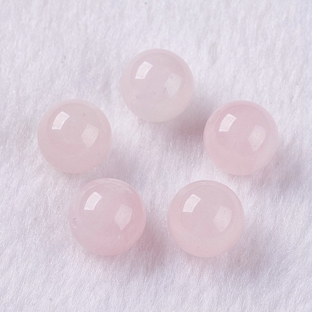 Arricraft Natural Rose Quartz Beads, Half Drilled, Round, 6mm, Hole: 1mm