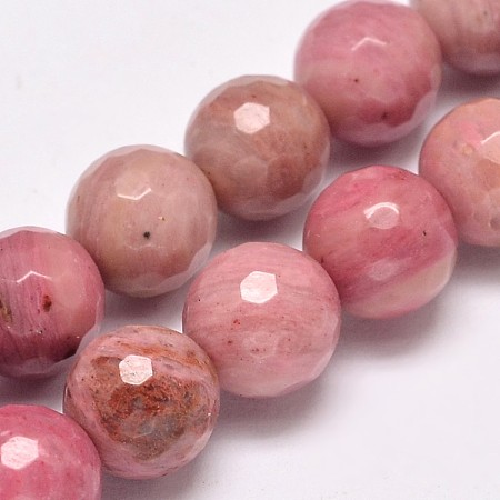 ARRICRAFT Faceted Natural Rhodonite Round Bead Strands, 6mm, Hole: 1mm, about 63pcs/strand, 15.5 inches