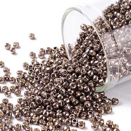 TOHO Round Seed Beads, Japanese Seed Beads, (PF556) PermaFinish Mauve Metallic, 11/0, 2.2mm, Hole: 0.8mm, about 1110pcs/10g