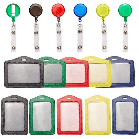 PandaHall 10 Sets Retractable ID Card Holders Horizontal and Vertical Card Badge Holder Portable Reel Card Holder for Home Office School Supplies, Mixed Colors