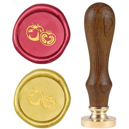 CRASPIRE Wax Seal Stamp Tomato Retro Sealing Wax Stamp Fruit Pattern with 25mm Removable Brass Head Wooden Handle for Envelope Card Package Decoration