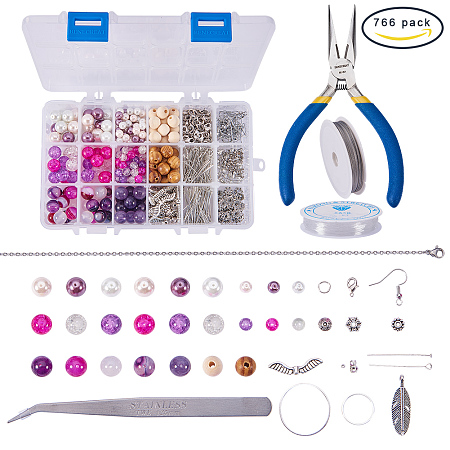 SUNNYCLUE 1 Set pcs Jewelry Making Kit Angel Wings Earrings Bracelet Necklace Include Semi-Precious Natural Gesmtone Agate Beads, Wood Beads DIY Beads Kit and Jewelry Finding tool For Adult, Girls