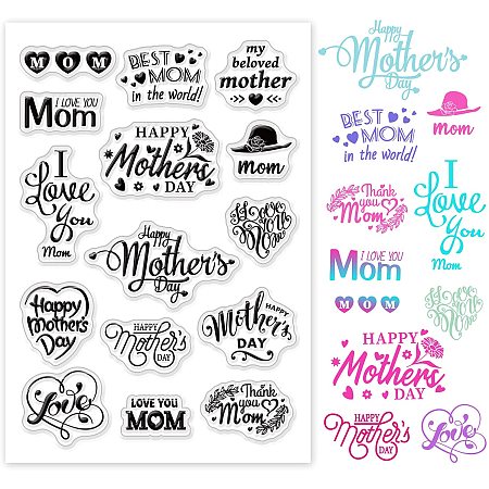 GLOBLELAND Happy Mother's Day Silicone Clear Stamps Love Transparent Stamps for Birthday Mother's Day Cards Making DIY Scrapbooking Photo Album Decoration Paper Craft