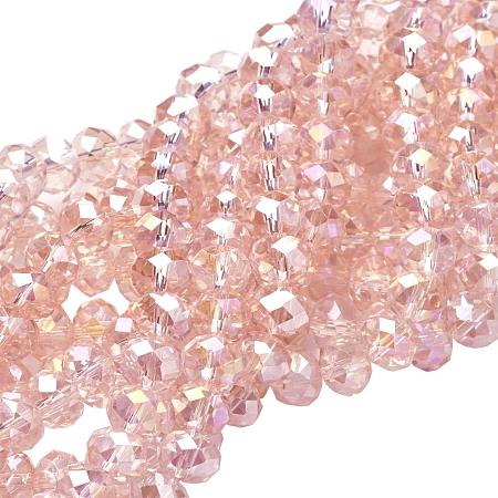 NBEADS 10 Strands of Crystal Glass Beads Wholesale 8mm Pink Faceted Rondelle Beads Jewelry Making Supply for DIY Beading Projects, Bracelets, Necklaces, Earrings or Other Jewelries