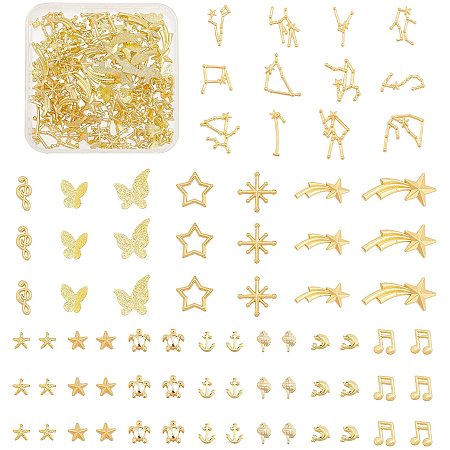 PandaHall Elite 152pcs Resin Filler 15 Styles Filling Accessories Constellation Butterfly Star Asterism Conch Musical Note Dolphins Resin Charms for Resin Nail Craft Making