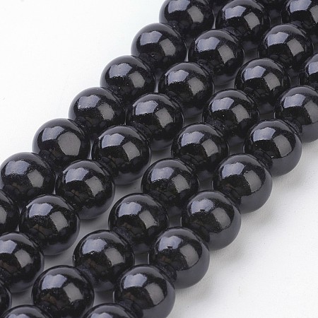 Honeyhandy Natural Mashan Jade Round Beads Strands, Dyed, Black, 10mm, Hole: 1mm, about 41pcs/strand, 15.7 inch