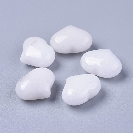 Honeyhandy Natural White Jade Heart Love Stone, Pocket Palm Stone for Reiki Balancing, 20x25x11~13mm