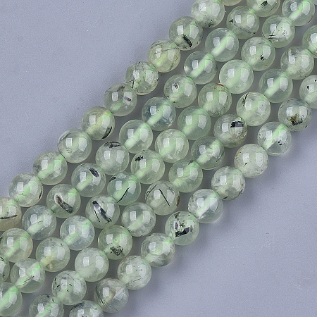 Honeyhandy Natural Prehnite Beads Strands, Round, 8mm, Hole: 1mm, about 45~48pcs/strand, 15.3 inch