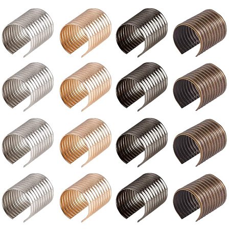 PandaHall Elite 200 pcs 4 Colors Leather Rope Clip Cylindrical Fastener Crimping Cord String Leather Rope Clip for Neckalce Jewelry DIY Craft Making
