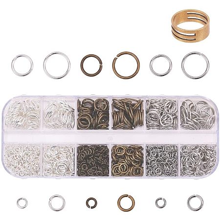 Arricraft 1353 pcs 4 Sizes 3 Colors 4/6/8mm Brass Open Jump Rings Connectors O Ring for Earring Bracelet Jewelry Making, Silver/Platinum/Antique Bronze