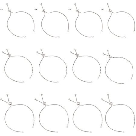 UNICRAFTALE 12pcs 3 Sizes 4-9 Inches Adjustable Slider Bracelets Extender Chains with Ball Ends Stainless Steel Bracelet Making Stainless Steel Color