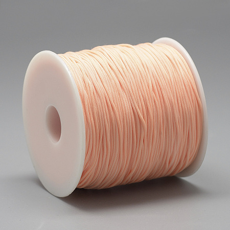 Honeyhandy Polyester Cords, Light Salmon, 0.8mm, about 131.23~142.16 yards(120~130m)/roll