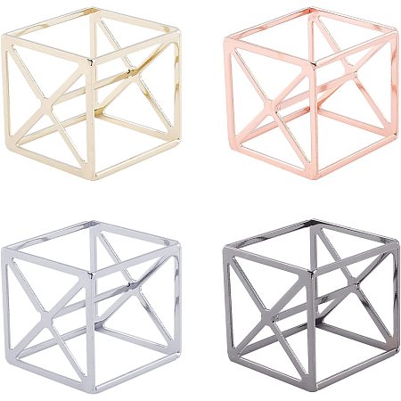 AHANDMAKER 4Pcs 4 Colors Iron Display Crystal Ball Display Bases, Crystal Ball Display Pedestal Kit, Cube Display Holder for Nature Stone Crystal Diamond Ball Stone Collection Beauty Egg