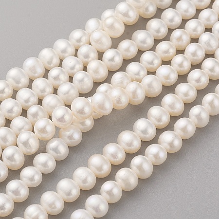 Honeyhandy Grade AAA Natural Cultured Freshwater Pearl Beads Strands, Potato, Seashell Color, 6~7x5.5~6mm, Hole: 0.5mm, about 67~68pcs/strand, 14.9~15.1 inch(38~38.5cm)