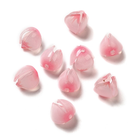 Flower Opaque Acrylic Beads, for DIY Jewelry Making, Pearl Pink, 10~11x11~12mm, Hole: 1~1.4mm