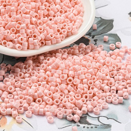 Baking Paint Glass Seed Beads, Cylinder, Pink, 2.5x2mm, Hole: 1.4mm, about 45359pcs/pound