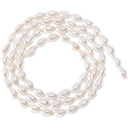 NBEADS 72 Pcs Electroplate Natural Shell Pearl Beads, Rice Shape Freshwater Pearl Beads Spacer, Pearl Loose Beads for DIY Crafts Making Jewelry Bracelets Necklaces Earrings