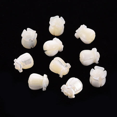 Honeyhandy Natural Trochid Shell/Trochus Shell Beads, Lily of the Valley, Seashell Color, 9.5x7.5mm, Hole: 1mm