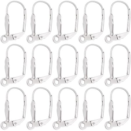 DICOSMETIC 60Pcs 19mm Long Stainless Steel Interchangeable Leverback Earring Findings French Hook Ear Wire with Open Loop Hypoallergenic Earring Hooks for DIY Jewelry Making Craft