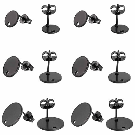 SUNNYCLUE 1 Box 30Pcs 3 Sizes Flat Round Earring Posts Stainless Steel Earring Post Ear Stud with Loop Blank Metal Earring Studs Ear Nuts for Earrings Jewelry Making DIY Women Adults Crafts Supplies