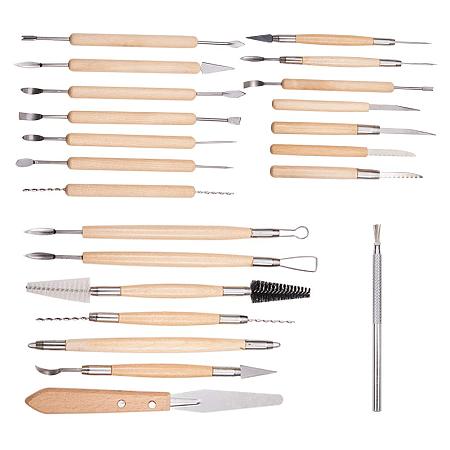 PandaHall Elite Sculpture Carving Tools, 22 Pieces Ceramic Pottery Clay Sculpting Tool Set for Beginners Professional Art Crafts, Clay, Wood and Steel