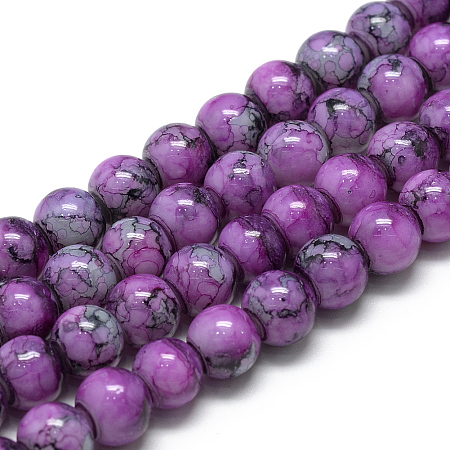 Arricraft Baking Painted Glass Beads Strands, Round, Violet, 8~8.5mm, Hole: 1.5mm, about 105pcs/strand, 31.8 inches(80.7cm)