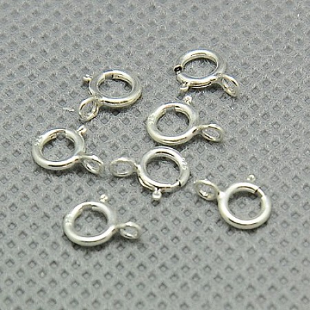 Honeyhandy Sterling Silver Spring Ring Clasps, Silver, 7x5x1mm, Hole: 1.5mm