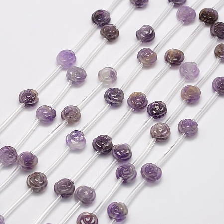 Arricraft Natural Amethyst Beads, Rose, 10x5~9mm, Hole: 1mm