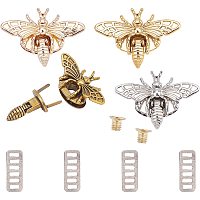 GORGECRAFT 4 Sets Turn Lock Bee Shape Bag Clasps and Closures Metal Hardware Clip Clasp Buckles for Purse Handbag Backpack Craft Making