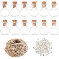 BENECREAT 30Pack Mini Glass Bottles Jars with Cork Stoppers Round Wishing bottle for Wedding Party DIY Crafts