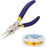 BENECREAT 6 in 1 Bail Making Pliers Forming Pliers with 20-Gauge Tarnish Resistant Gold Jewelry Wire (33-Feet/11-Yard) for 3mm to 10mm Loops and Jump Rings Making