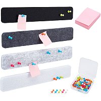 NBEADS Rectangle Felt Board Tiles 13" x 2"- 0.35" Thick, Sets of 8 Pcs Self-Adhesion Memo Pin Board with 40 Pcs Pushpins and 100 Pcs Sticky Notes for Home Office Classroom