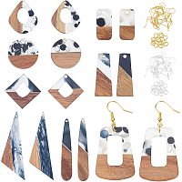 OLYCRAFT 156pcs Resin Wooden Earring Pendants Fashion Black White Resin Walnut Wood Earring Makings Kit Wood Earring Accessories with Earring Hooks Jump Rings for Earrings Making - 8 Styles
