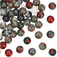 OLYCRAFT 86pcs Natural African Bloodstone Beads 8mm Round Gemstone Beads with Hole Energy Stone Loose Beads for Bracelet Necklace Jewelry Making