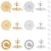 UNICRAFTALE 12pcs 3 Shapes 304 Stainless Steel Stud Earring Findings Mixed Shapes Stud Earring Findings Golden Stainless Steel Color Earrings Metal Ear Studs for DIY Jewelry Making Pin 0.7mm