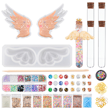 Olycraft DIY Mace Silicone Molds Kits, Include Glass Test Tubes, Wood Stick, Nail Art Glitter, Nail Art Sequins/Paillette, Nail Art Tinfoil, Glass Beads, Natural Spiral Shell Beads, Alloy Pendants, Mixed Color,