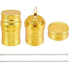 CHGCRAFT 2 Sets Portable Metal Mini Alcohol Burner Lamp Aluminum Alloy Alcohol Stove with Cotton Cord for Household Outdoor Camping Picnic Tea Coffee Making Science Experiments