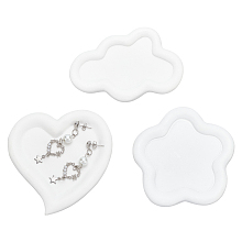 FINGERINSPIRE 3PCS Jewelry Dish Cosmetics Trinket Tray 3 Styles Resin Heart Cloud Flower Shape Jewelry Storage Plate White Decorative Trinket Dish for Ring Earring Necklace Bracelet Jewelry Holder