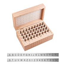 PandaHall Elite 36pcs 6mm(1/4") Iron Number Alphabet Punch Set, Uppercase Alphabet A~Z, Number 0~8 and Symbol & Metal Stamp Punch Tool Kit for DIY Jewelry Making, Black