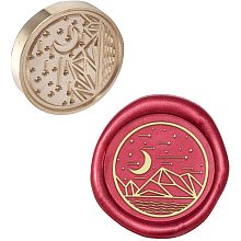 PandaHall Elite Moon Mountain Wax Seal Stamp, Removable Brass Head Vintage Retro Seal Wax Stamp Head for Letter Envelope Invitation Birthday Wine Packages Embellishment Gift Decoration