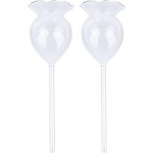 AHANDMAKER Plant Watering Transparent Glass Automatic Plant Waterer 2 pcs Potted Plant Watering Device Splash-Proof Funnel Plant Leaf-Shaped Watering Bulbs for Indoor and Outdoor Plants