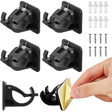 SUPERFINDINGS 6 Sets Plastic Rod Bracket Self Adhesive Curtain Rod Holder No Drilling Hanging Pole Support with Screw and Pins Bathroom Kitchen Hotel Wall Clips Adjustable Heavy Duty Hanger Hooks