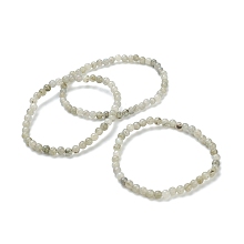 Honeyhandy Natural Labradorite Beaded Stretch Bracelets, Round, Beads: 4~5mm, Inner Diameter: 2-1/4 inch(5.65cm)