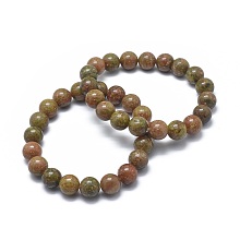 Honeyhandy Natural Unakite Bead Stretch Bracelets, Round, 2 inch~2-3/8 inch(5~6cm), Bead: 5.8~6.8mm