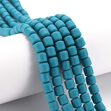 Honeyhandy Polymer Clay Bead Strands, Column, Dark Turquoise, 5~7x6mm, Hole: 1.5~2mm, about 61~69pcs/strand, 15.74 inch