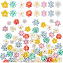 NBEADS 160 Pcs 8 Styles Flower Resin Cabochons, Opaque Flatback Resin Charms Floral Cabochons Flower Slime Beads Embellishments for Gluing Earring Jewelry Making DIY Craft Decoration