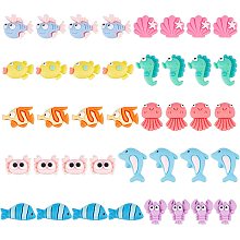 SUNNYCLUE 100Pcs 10 Styles Ocean Resin Animal Cabochons Shell Sea Horse Lobster Dolphin Cabochon Resin Flatback Beads Summer Hawaii Charms for Embellishments Flat Back Scrapbooking Deco Supply