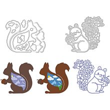 GLOBLELAND 2Pcs Squirrel Metal Cutting Dies Animals Die Cuts for DIY Scrapbooking Easter Birthday Valentine's Day Cards Making Album Envelope Decoration,Matte Platinum