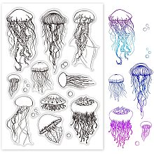 GLOBLELAND Ocean World Jellyfish Clear Stamps Silicone Stamp Cards for Card Making Decoration and DIY Scrapbooking