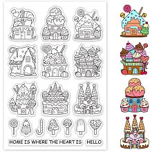 PandaHall Elite Ice Cream Clear Stamps Gingerbread House Desserts Cake Ice Cream Transparent Rubber Stamps for Scrapbooking Stamps Card Making Party Decor Photo Album Crafting PackagingDecor